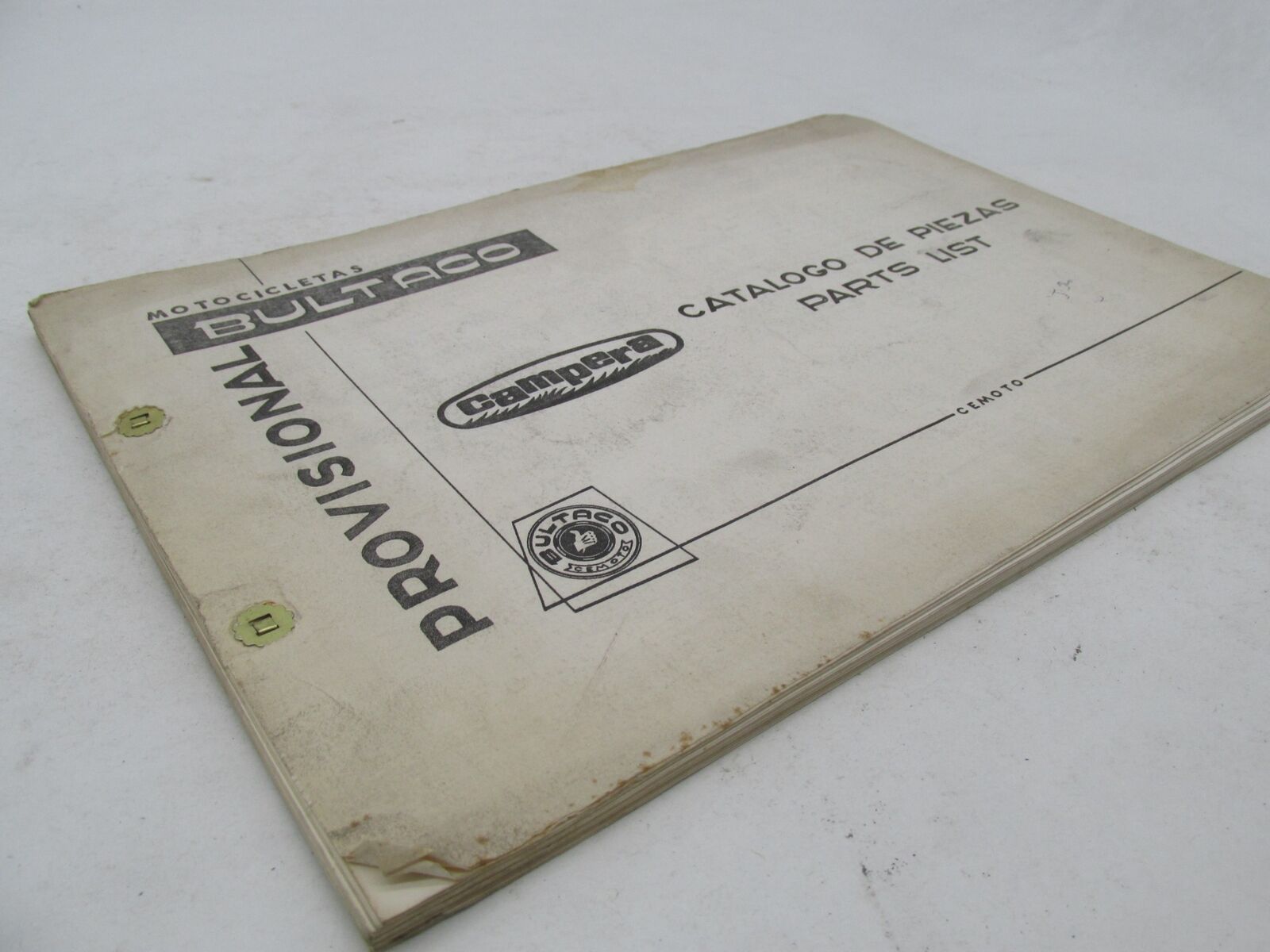 Bultaco Original Factory Provisional Campera Motorcycle Parts List Catalog
