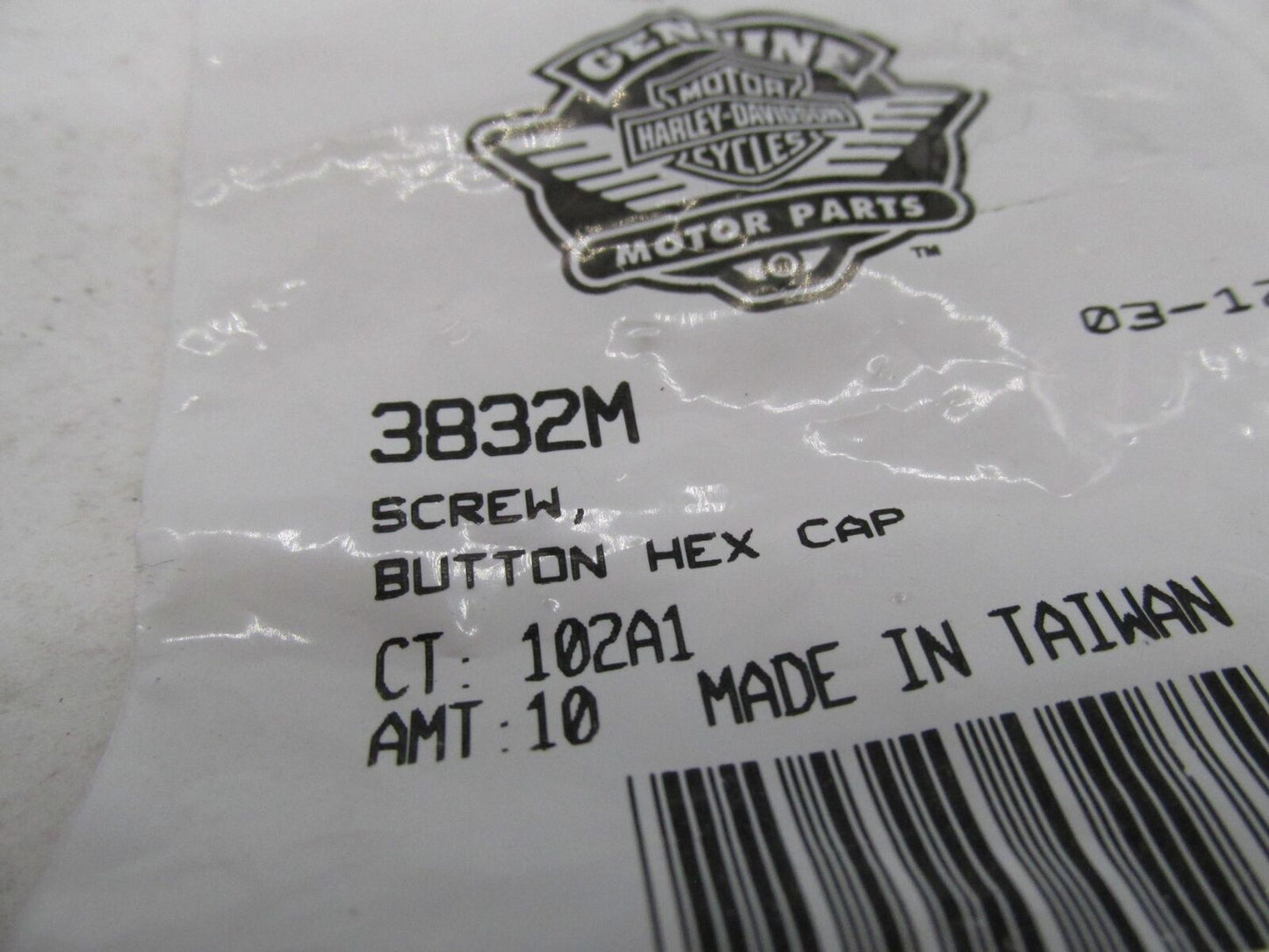 Lot of 3 Harley-Davidson Genuine NOS Hex Button Head Cap Screws 3832M
