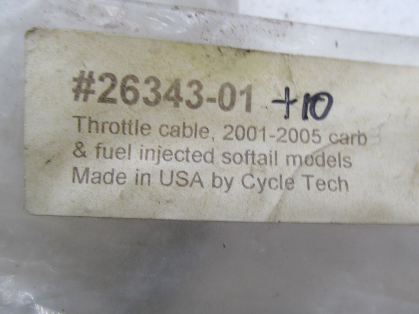 Harley 2001-2005 Carburetor & Fuel Injected Softail Throttle Cable 26343-01 +10"