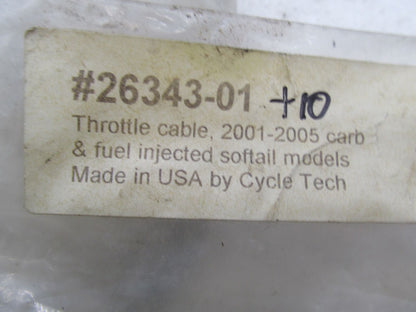 Harley 2001-2005 Carburetor & Fuel Injected Softail Throttle Cable 26343-01 +10"