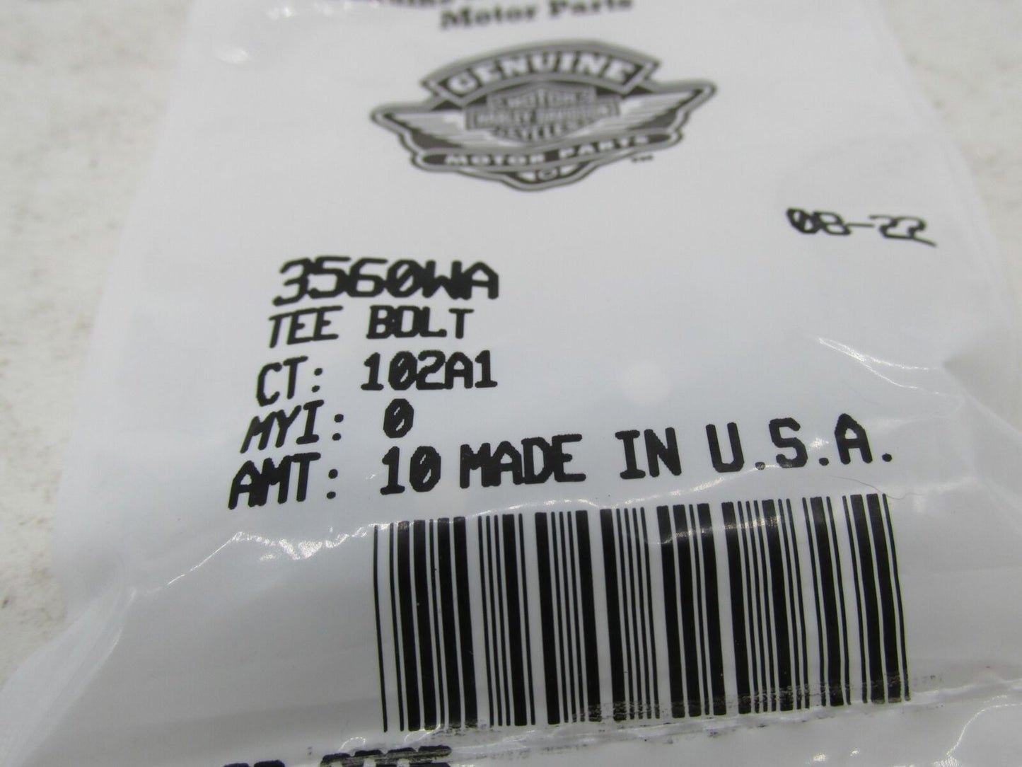 Lot of 9 Harley-Davidson Genuine NOS Tee Bolts 3560WA