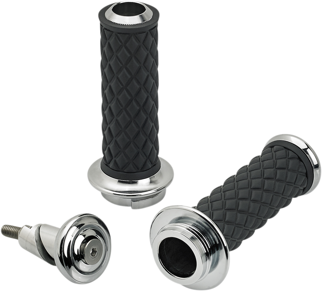 BILTWELL Alumicore Grips Sets Chrome Throttle by Wire 6605-105-01