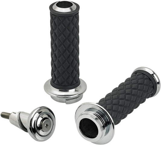 BILTWELL Alumicore Grips Sets Chrome Throttle by Wire 6605-105-01