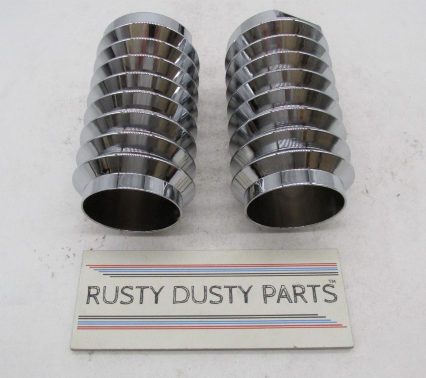 Pair of Harley Retro Vintage Look Touring 55MM Chrome Fork Covers Gaiters