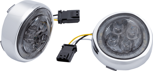 CIRO LED Lighted Fang Front Signal Light Inserts with Bezel Chrome/Smoke 45603