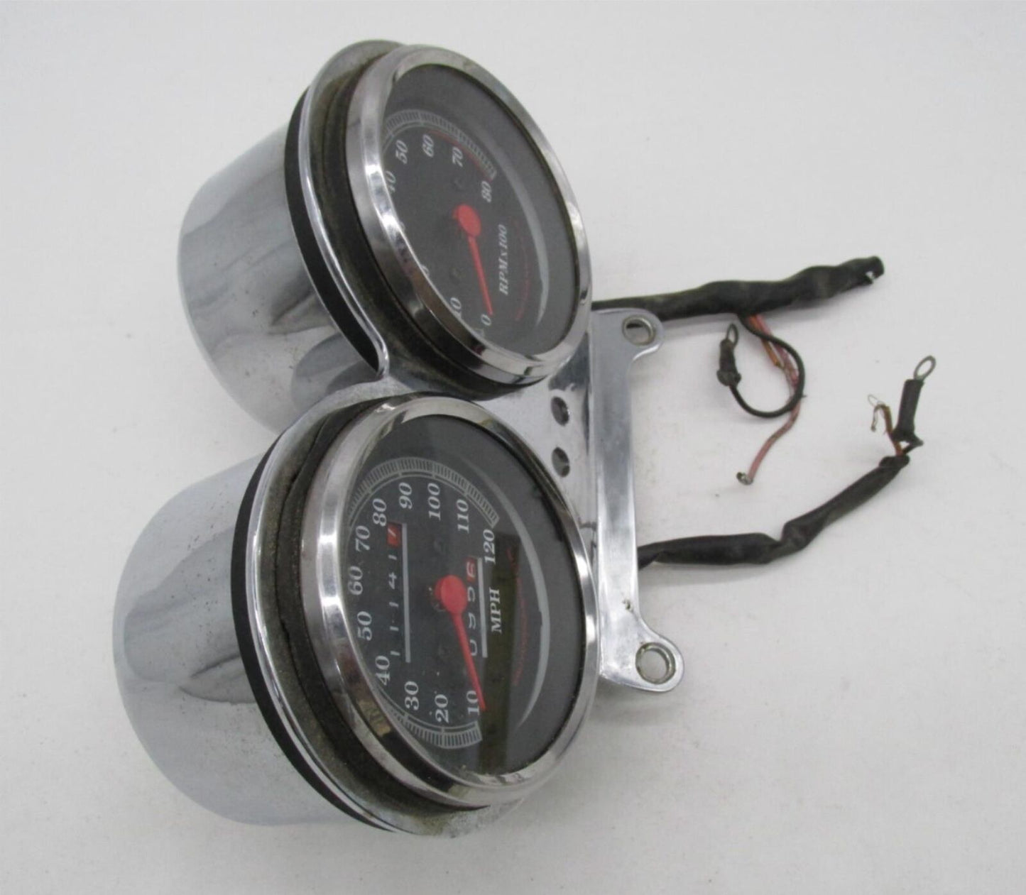 Harley-Davidson Genuine Chrome Dual Gauge Speedo & Tach Gauge Clock Assembly