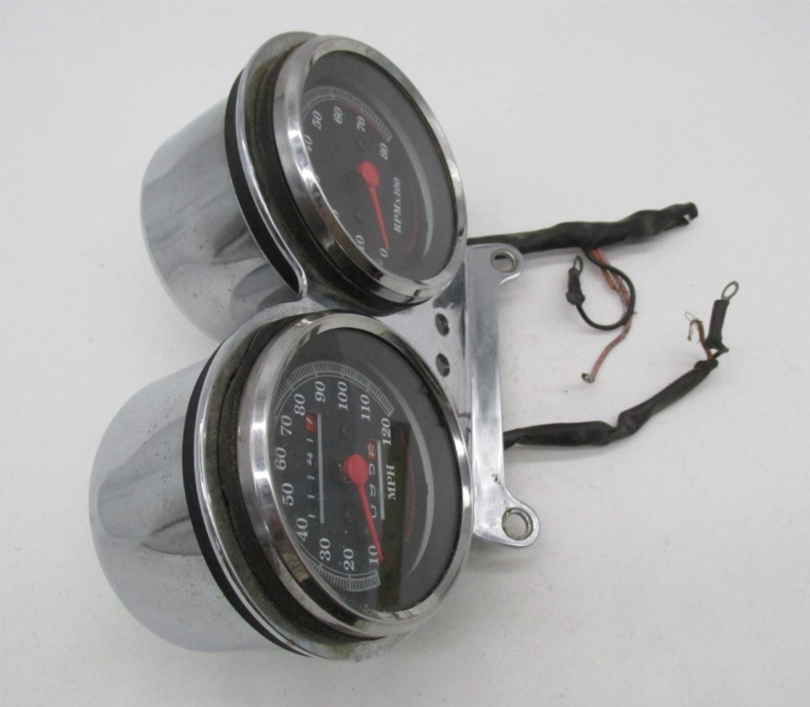 Harley-Davidson Genuine Chrome Dual Gauge Speedo & Tach Gauge Clock Assembly