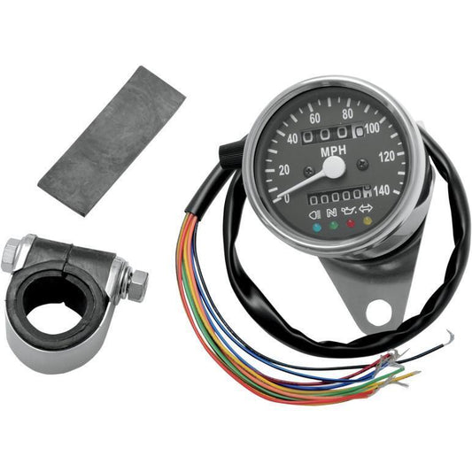Drag Specialties Mini Mechanical Speedometer with LED Indicators 2210-0208