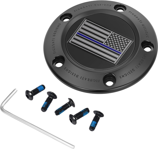 FIGURATI DESIGNS Timing Cover 5 Hole Blue Line - Black American FD71-TC-5H-BLK