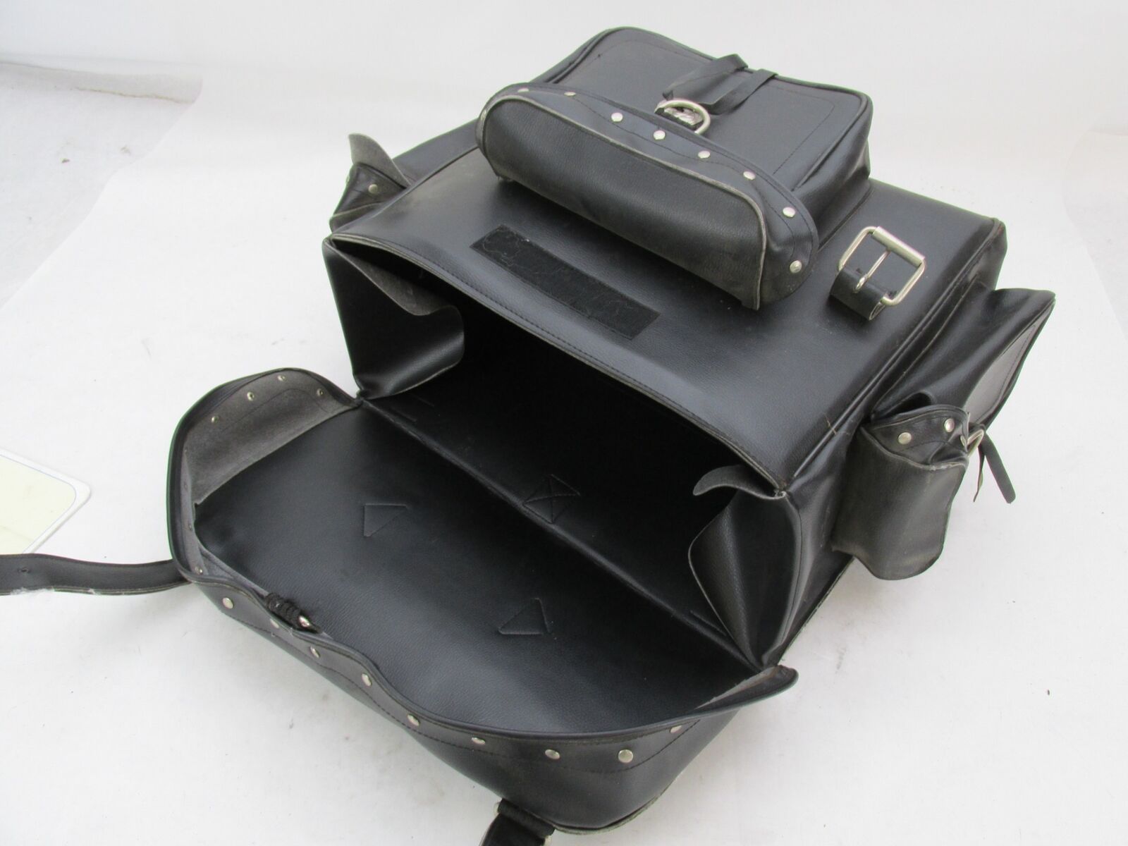 Harley Davidson Black Synthetic Leather Studded Sissy Bar Backrest Touring Bag