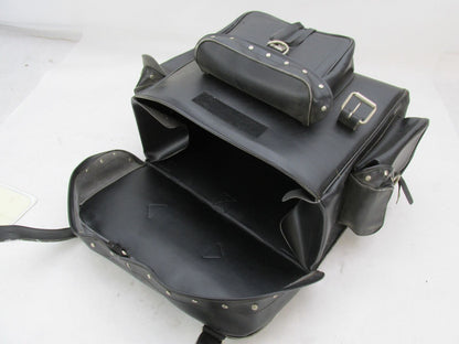 Harley Davidson Black Synthetic Leather Studded Sissy Bar Backrest Touring Bag