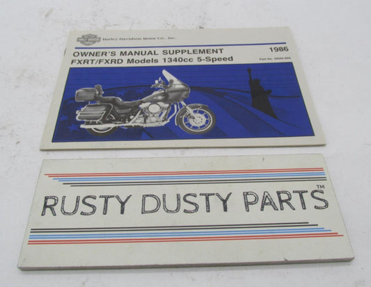 Harley Davidson 1986 FXRT/FXRD 1340cc Owner's Manual Supplement 99465-86S