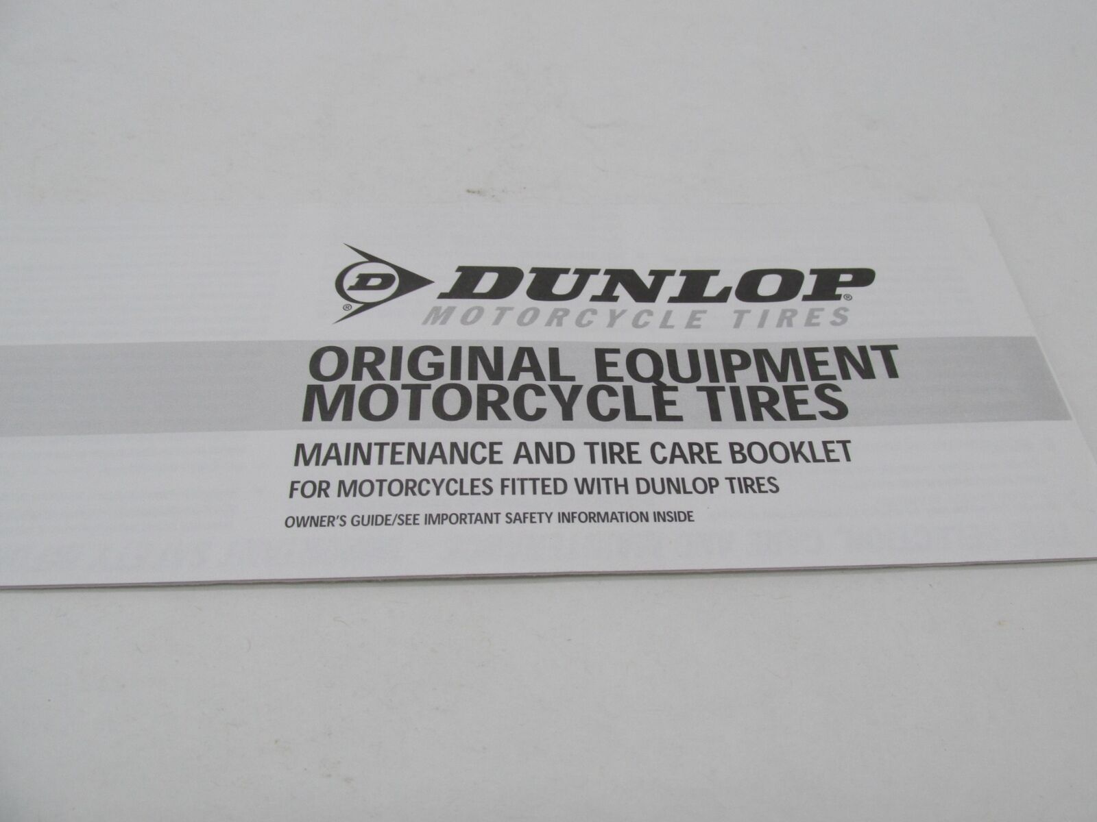 Harley Davidson OEM Dunlop Tires Maintenance & Care Booklet Guide