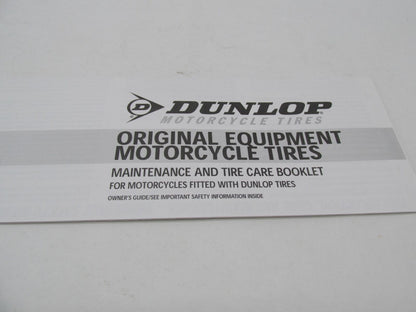 Harley Davidson OEM Dunlop Tires Maintenance & Care Booklet Guide