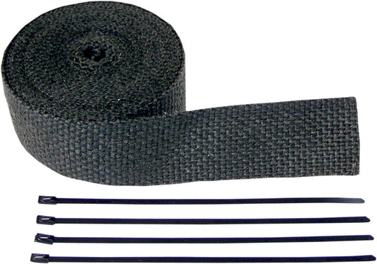 Cycle Performance Exhaust Pipe Wrap with Tie Wrap 2in. x 25ft. - Black 9042B