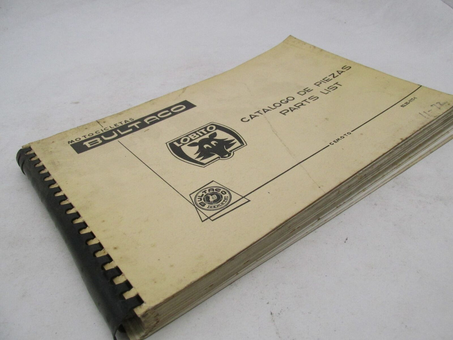 Bultaco Factory 1972 Lobito Motorcycle Catalog Parts List Book 62.32-117-1