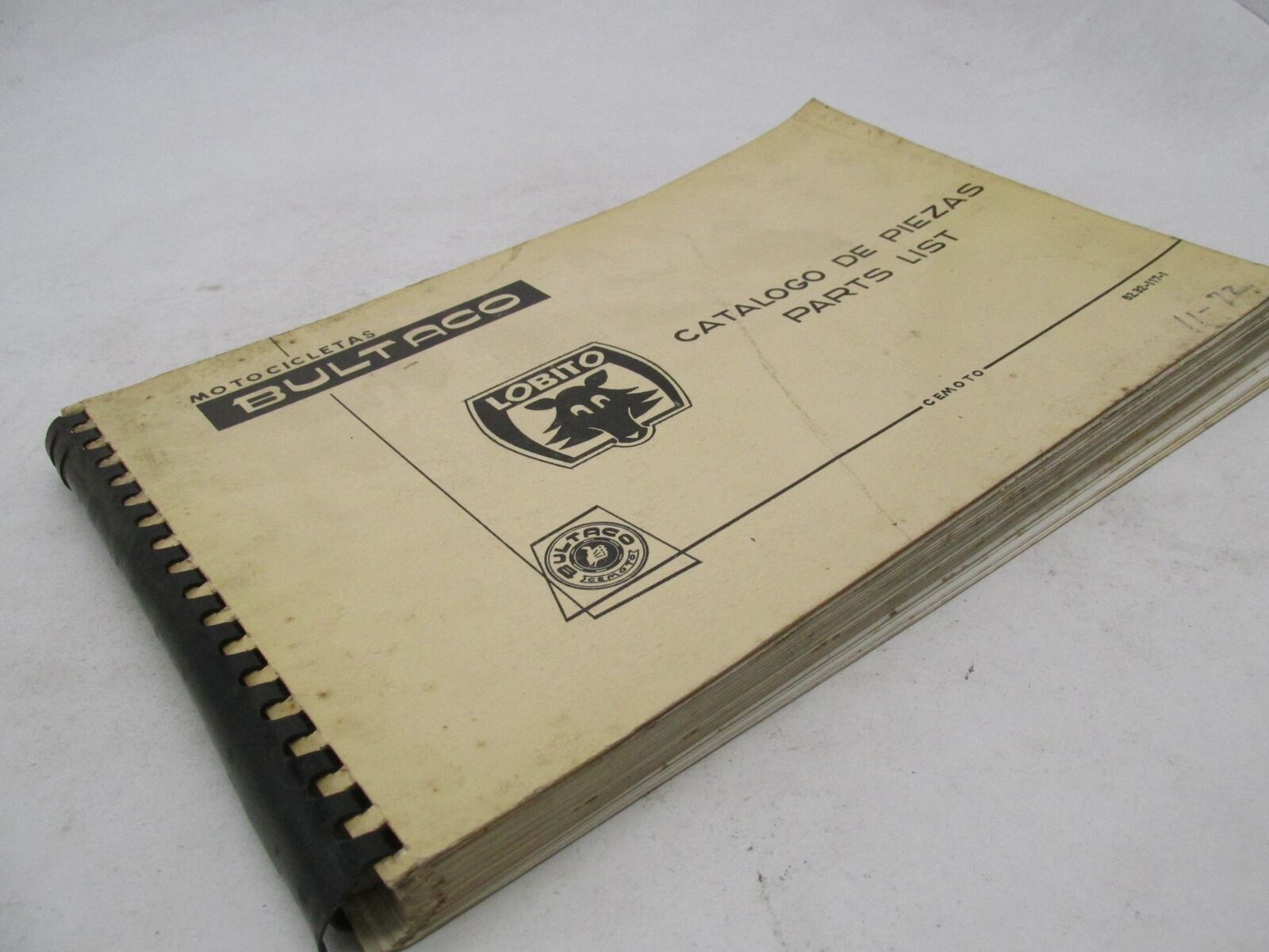 Bultaco Factory 1972 Lobito Motorcycle Catalog Parts List Book 62.32-117-1