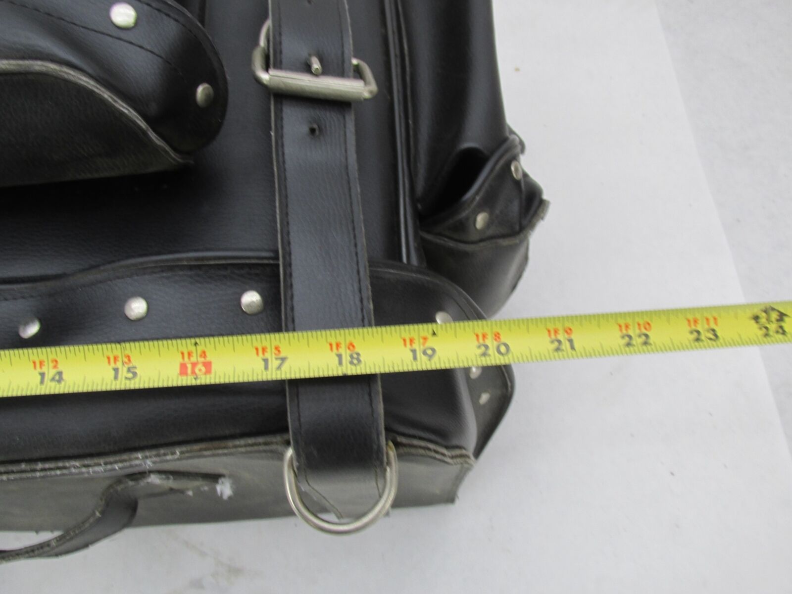 Harley Davidson Black Synthetic Leather Studded Sissy Bar Backrest Touring Bag