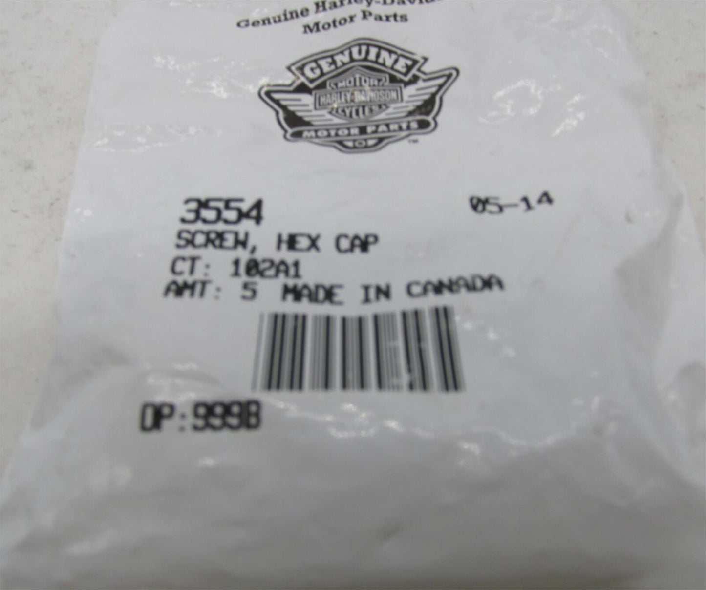 Lot of 4 Harley-Davidson Genuine NOS Hex Head Cap Screws 3554