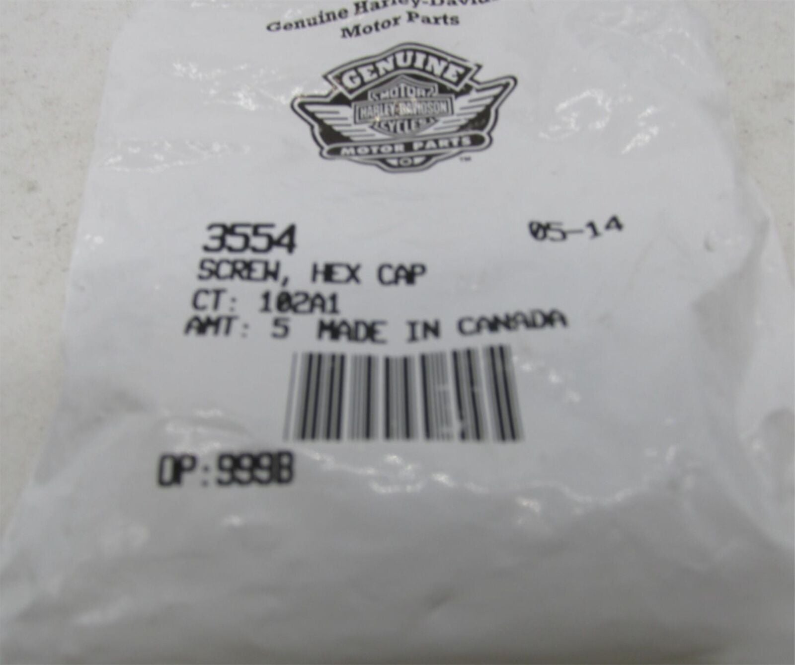 Lot of 4 Harley-Davidson Genuine NOS Hex Head Cap Screws 3554