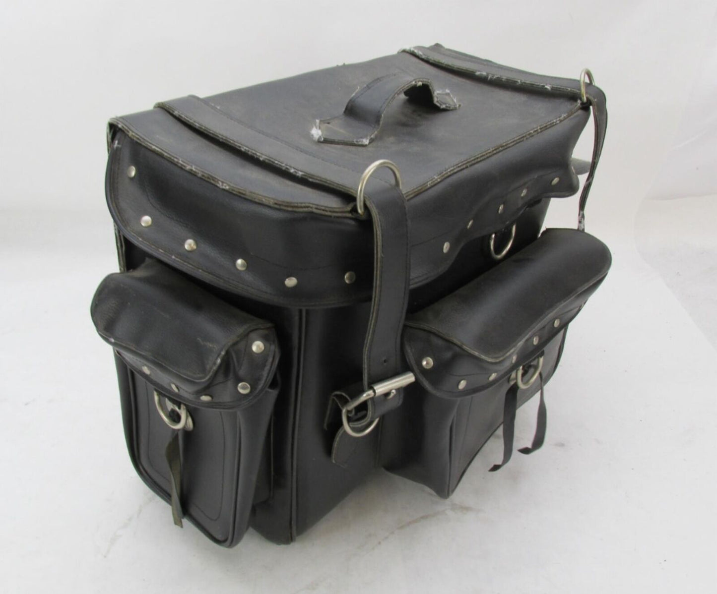 Harley Davidson Black Synthetic Leather Studded Sissy Bar Backrest Touring Bag