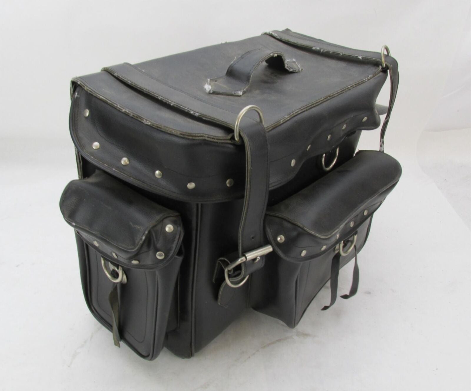 Harley Davidson Black Synthetic Leather Studded Sissy Bar Backrest Touring Bag