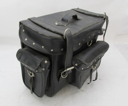 Harley Davidson Black Synthetic Leather Studded Sissy Bar Backrest Touring Bag