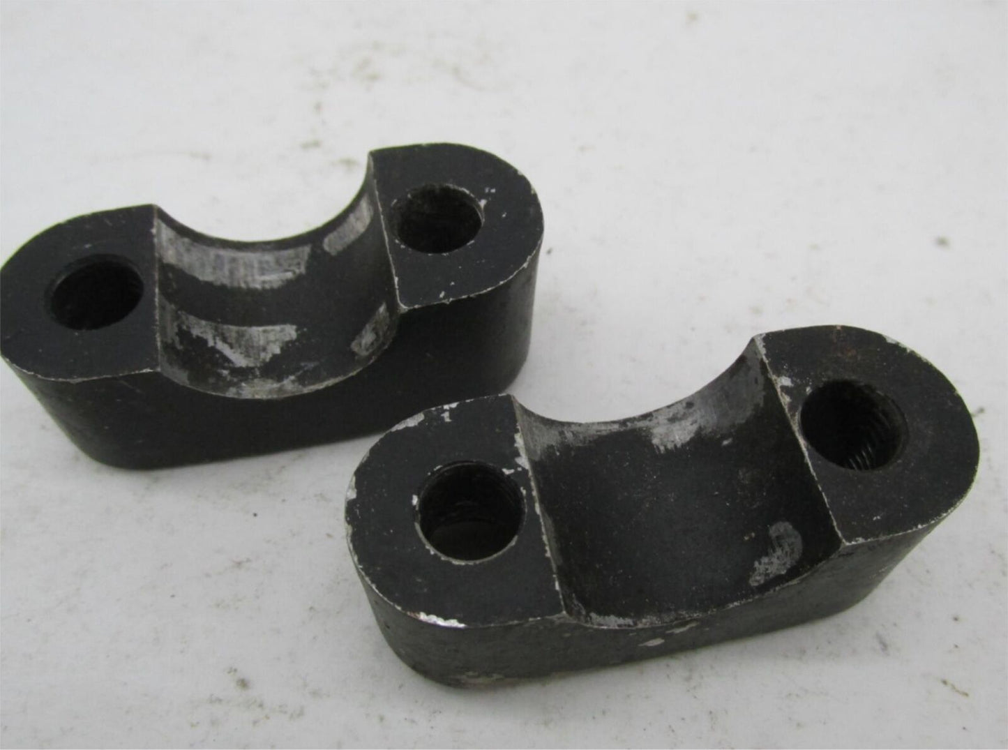 Pair of Vintage Triumph BSA Black Axle Fork Clamps Caps