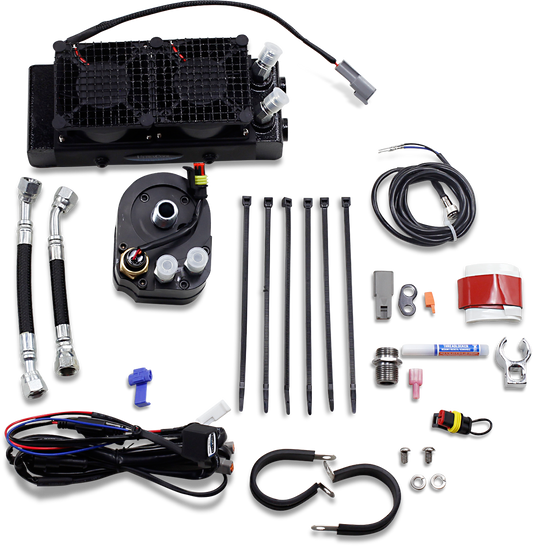 ULTRACOOL 3.0 Lower Fairing Mount Oil Cooler with Fan Kit for FLH Black SMT-4