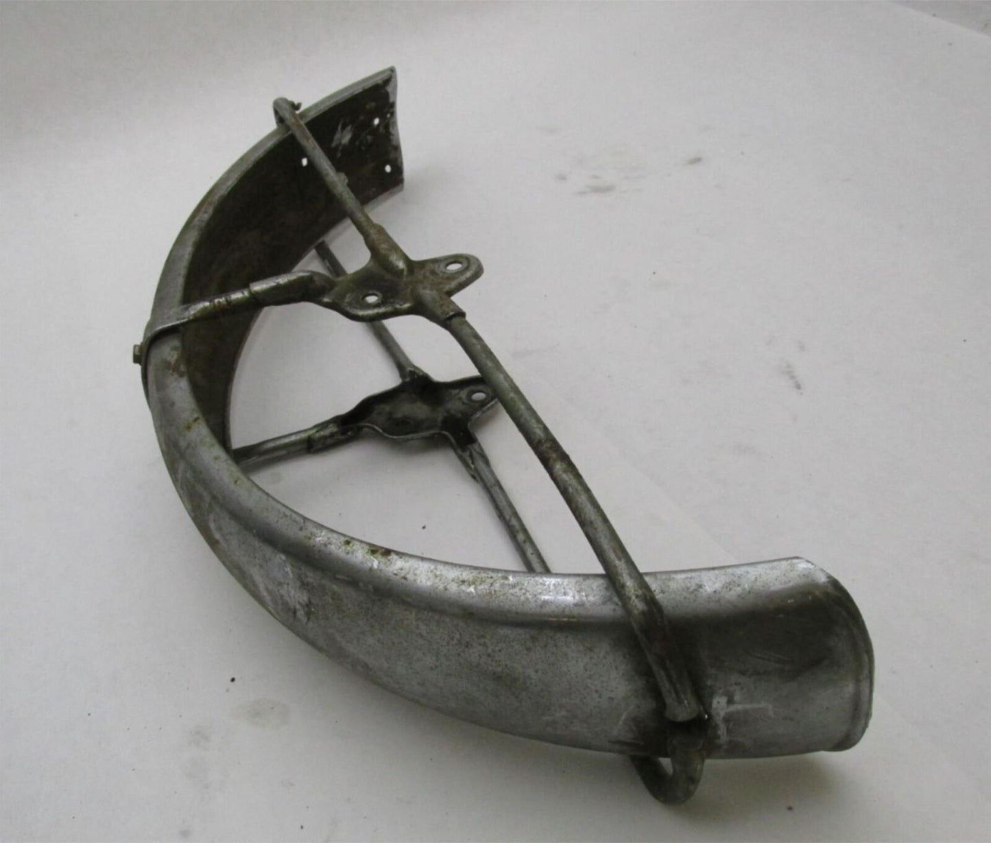 Vintage 4" wide Harley Triumph BSA Norton Chrome Patina Front Fender w/ Braces
