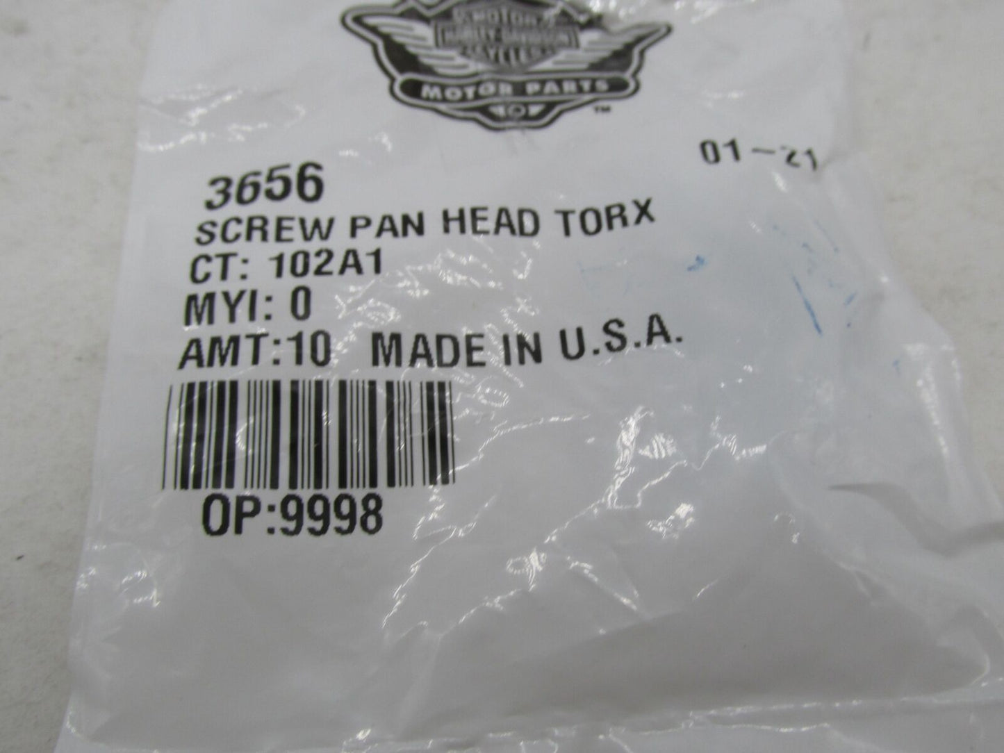 Lot of 8 Harley-Davidson Genuine NOS Pan Head Screws 3656