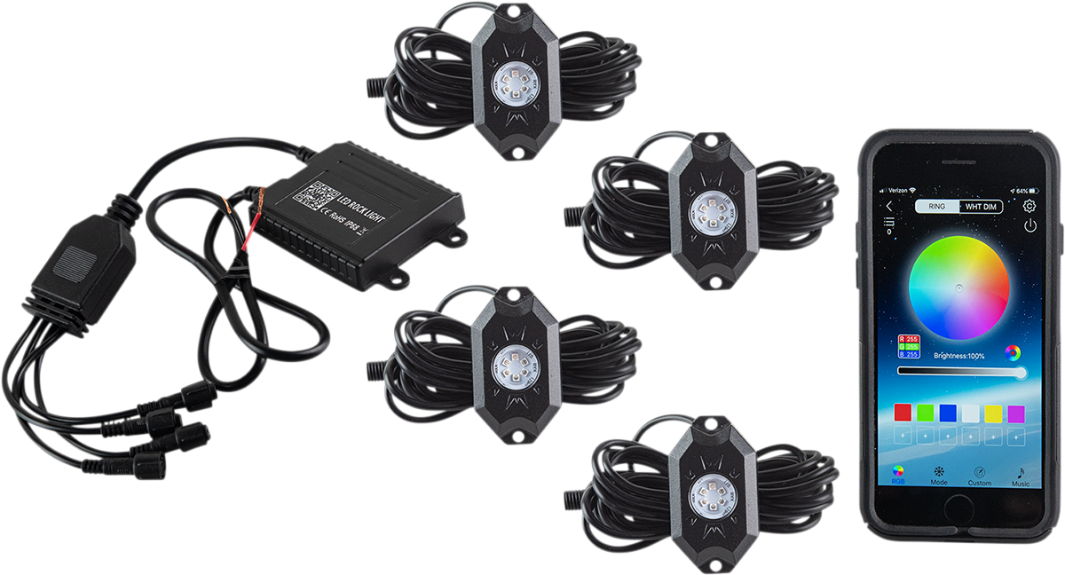 Moose Racing LED Rock Light Kit 4 Pod 2040-2684