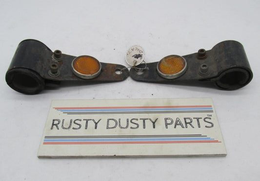 Vintage Original Ducati Fork Ears Headlight Brackets with Amber Reflectors