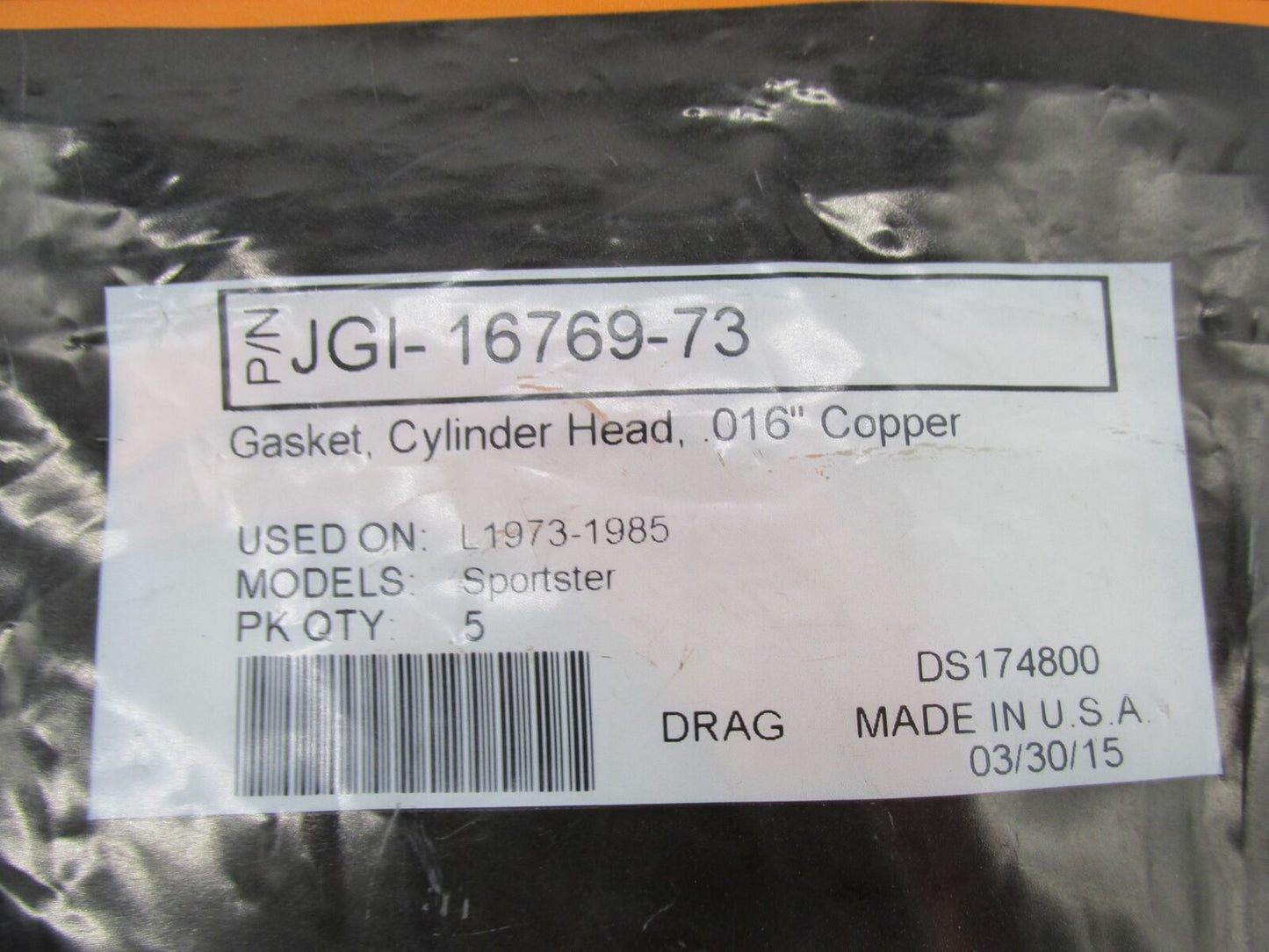 Lot of 6 Harley Davidson James Gaskets Cylinder Head Gaskets JGI-16769-73