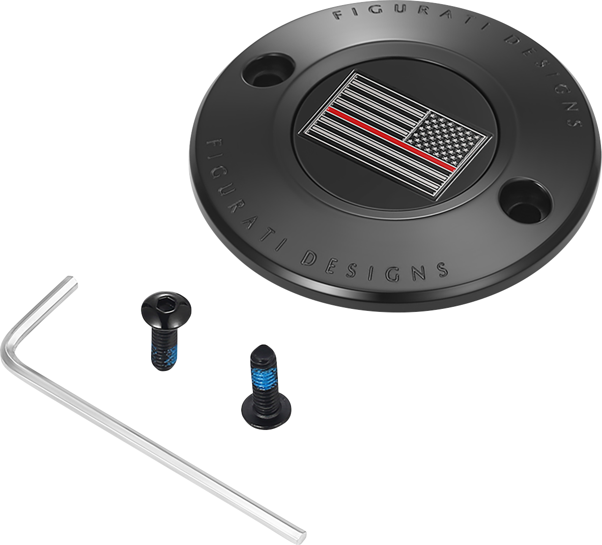 FIGURATI DESIGNS Timing Cover 2 Hole Red Line - Black American FD75-TC-2H-BLK