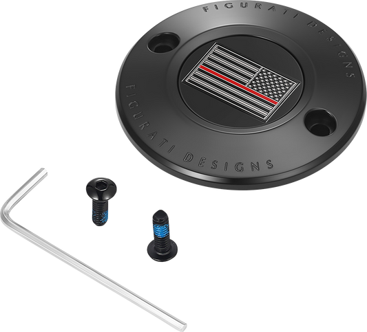 FIGURATI DESIGNS Timing Cover 2 Hole Red Line - Black American FD75-TC-2H-BLK