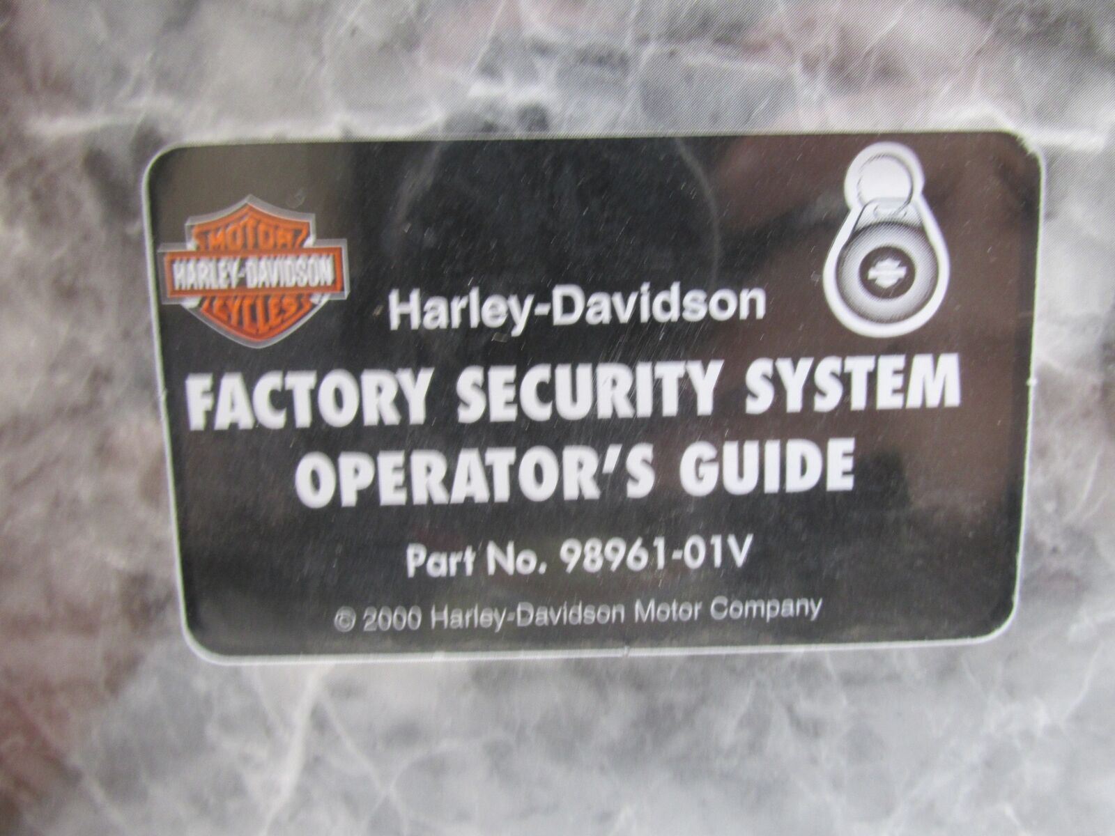 Harley-Davidson Security System Operator's Guide VHA Tape 98961-01V