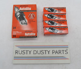 Box of 4 Autolite NOS Copper Core Spark Plugs 24