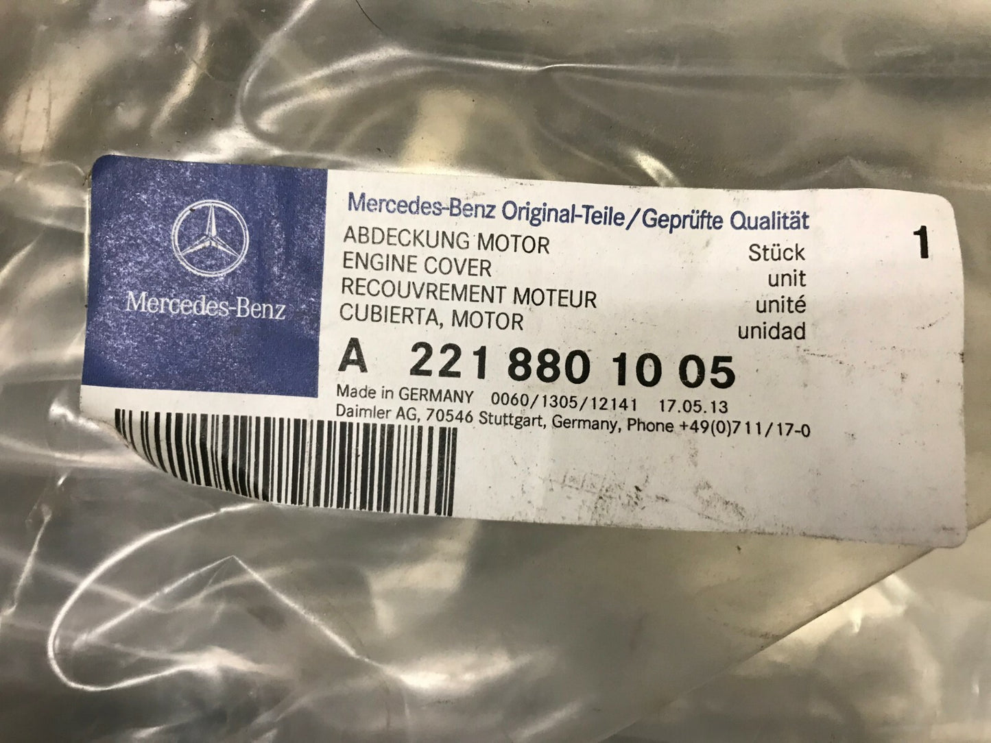 Mercedes Benz S W221 Front Bonnet Hood Guard A2218801005 GENUINE NEW
