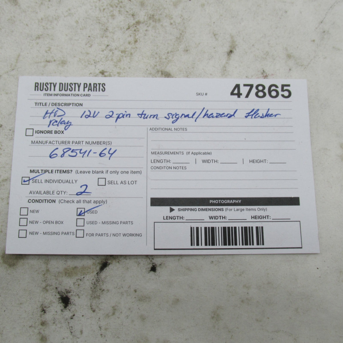 Harley Davidson Police Turn Signal Hazard Flasher Relay 12.8VDC LI FR-