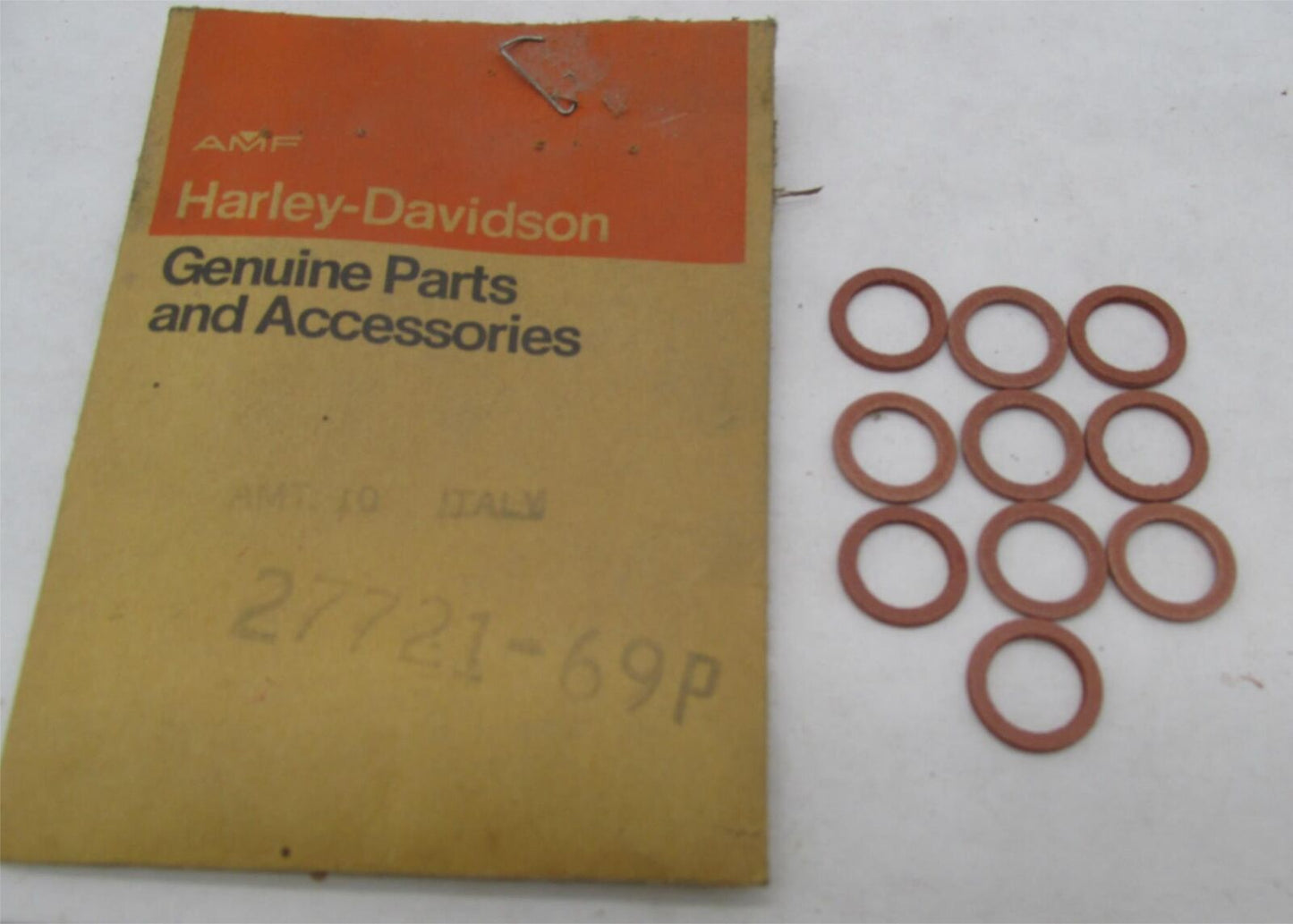 Lot of 10 Harley-Davidson Genuine NOS Aermacchi Carburetor Gasket Seal 27721-69P