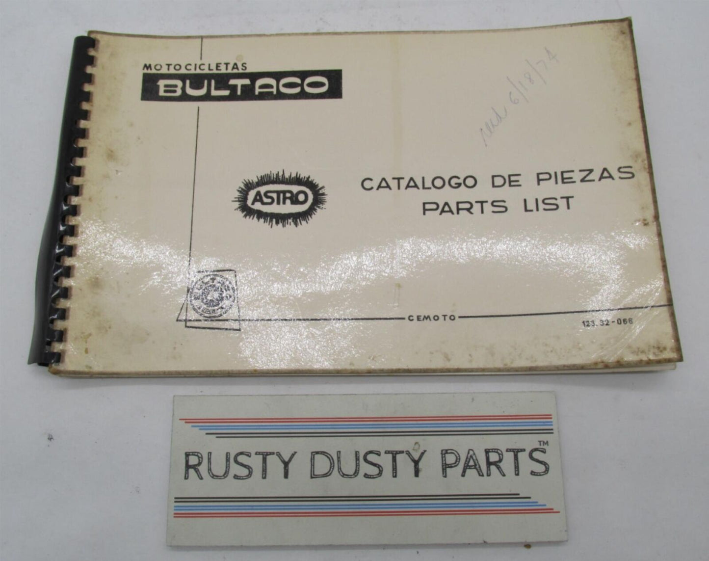 Bultaco Original Factory 1974 Astro Parts List Catalog Book 123.32-066