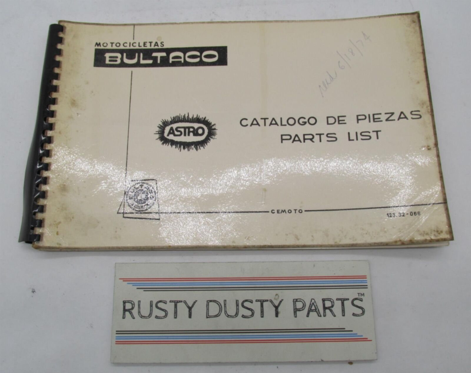 Bultaco Original Factory 1974 Astro Parts List Catalog Book 123.32-066