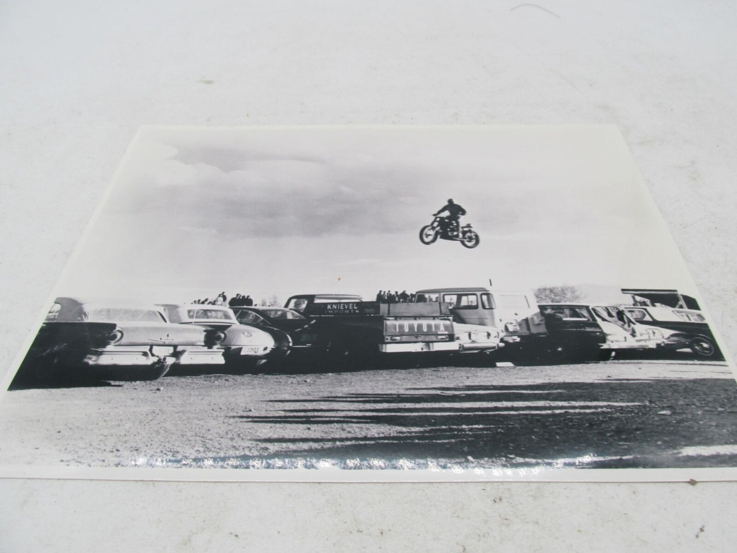 Evel Knievel Motorcycle Jump Photo 8X10" Black & White B&W Harley Davidson