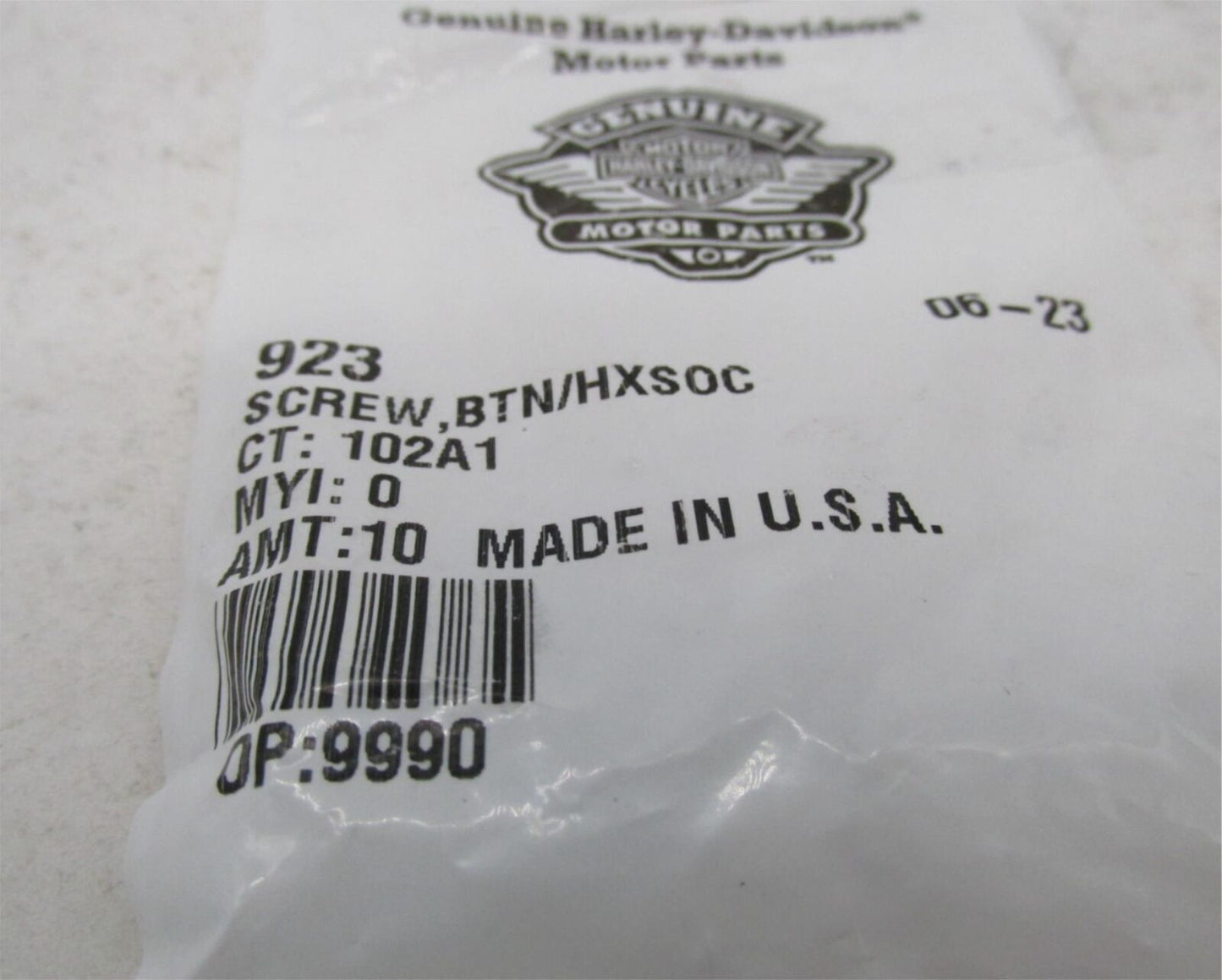 Lot of 4 Hex Harley-Davidson Genuine NOS Socket Screws 923