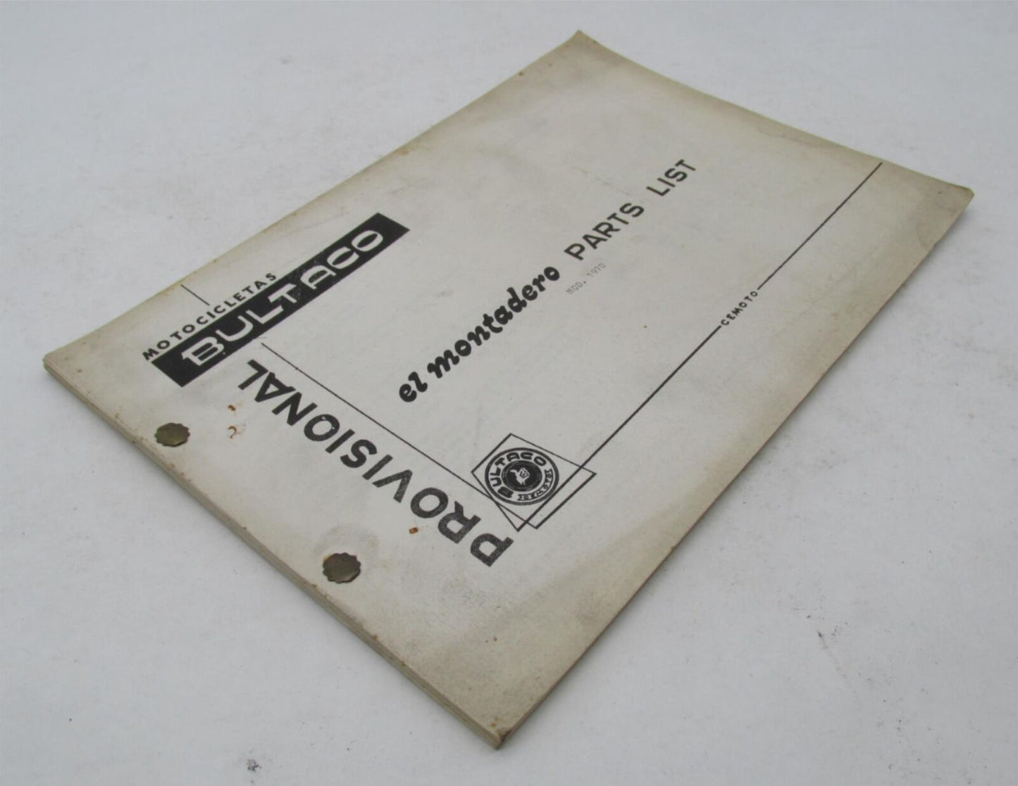 Bultaco 1969 Original Provisional El Montadero Parts Catalog List 70.32-P066