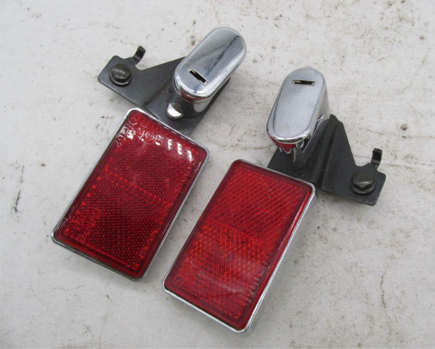 Pair of Stanley Red Reflectors with Bracket and Helmet Locks 0445