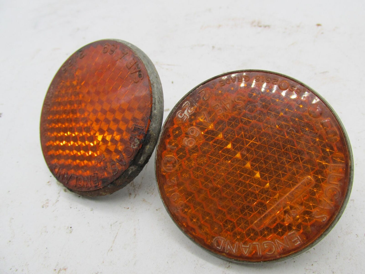 Pair of Vintage Original Lucas 1971 Amber Reflectors BSA Triumph RER-14