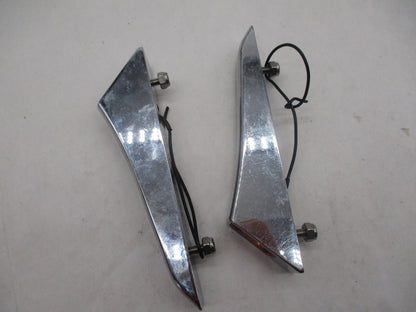 Set of 2 Harley Davidson Fender Chrome Strut Amber Chrome Side Marker Lights