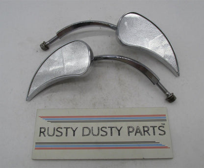 Pair of Universal Motorcycle Honda Harley Custom Chopper Flame Teardrop Mirrors